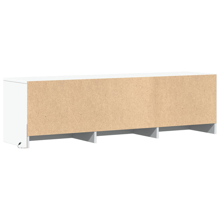 Tv-Bänk Med Led Med Låda Vit 140 X 34 X 40 Cm Konstruerat Trä
