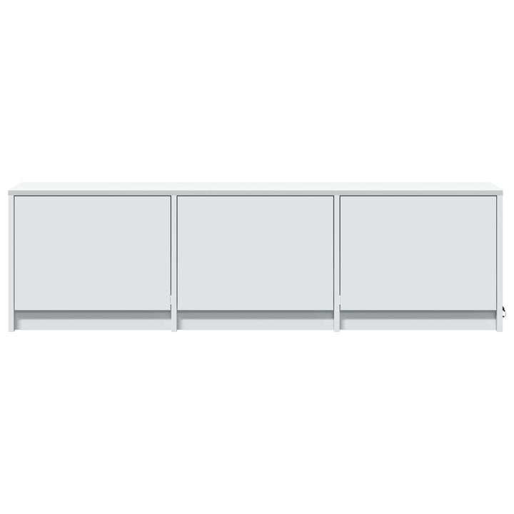 Tv-Bänk Med Led Med Låda Vit 140 X 34 X 40 Cm Konstruerat Trä