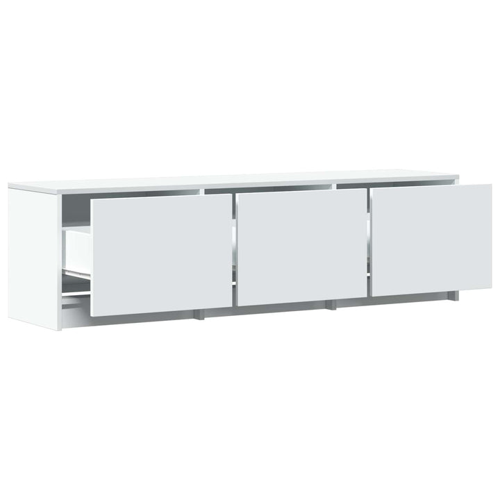 Tv-Bänk Med Led Med Låda Vit 140 X 34 X 40 Cm Konstruerat Trä