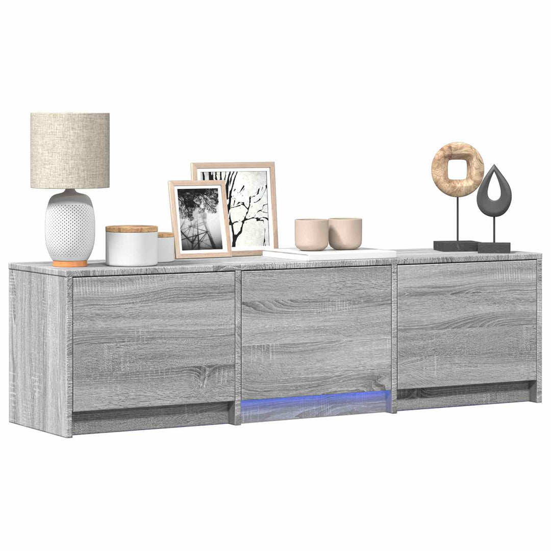 Tv-Bänk Med Led Grå Sonoma 140 X 34 X 40 Cm Konstruerat Trä