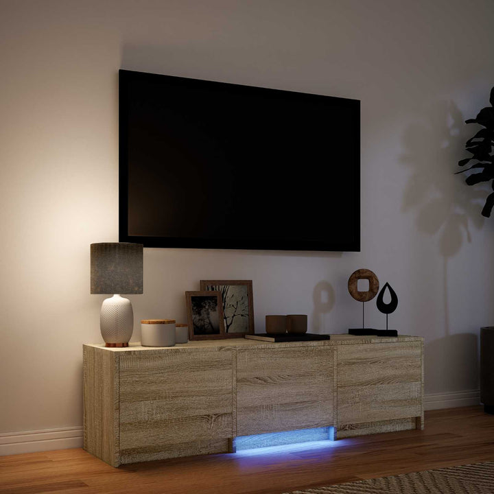 Tv-Bänk Med Led Sonoma-Ek 140 X 34 X 40 Cm Konstruerat Trä