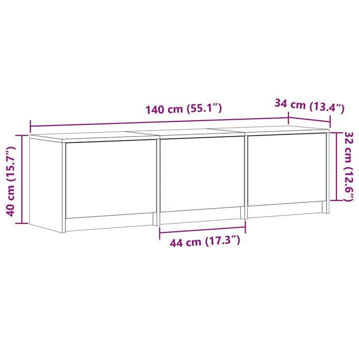 Tv-Bänk Med Led Sonoma-Ek 140 X 34 X 40 Cm Konstruerat Trä