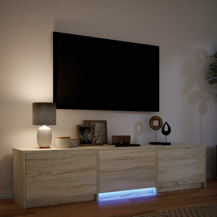 Tv-Bänk Med Led Sonoma-Ek 165 X 34 X 40 Cm Konstruerat Trä