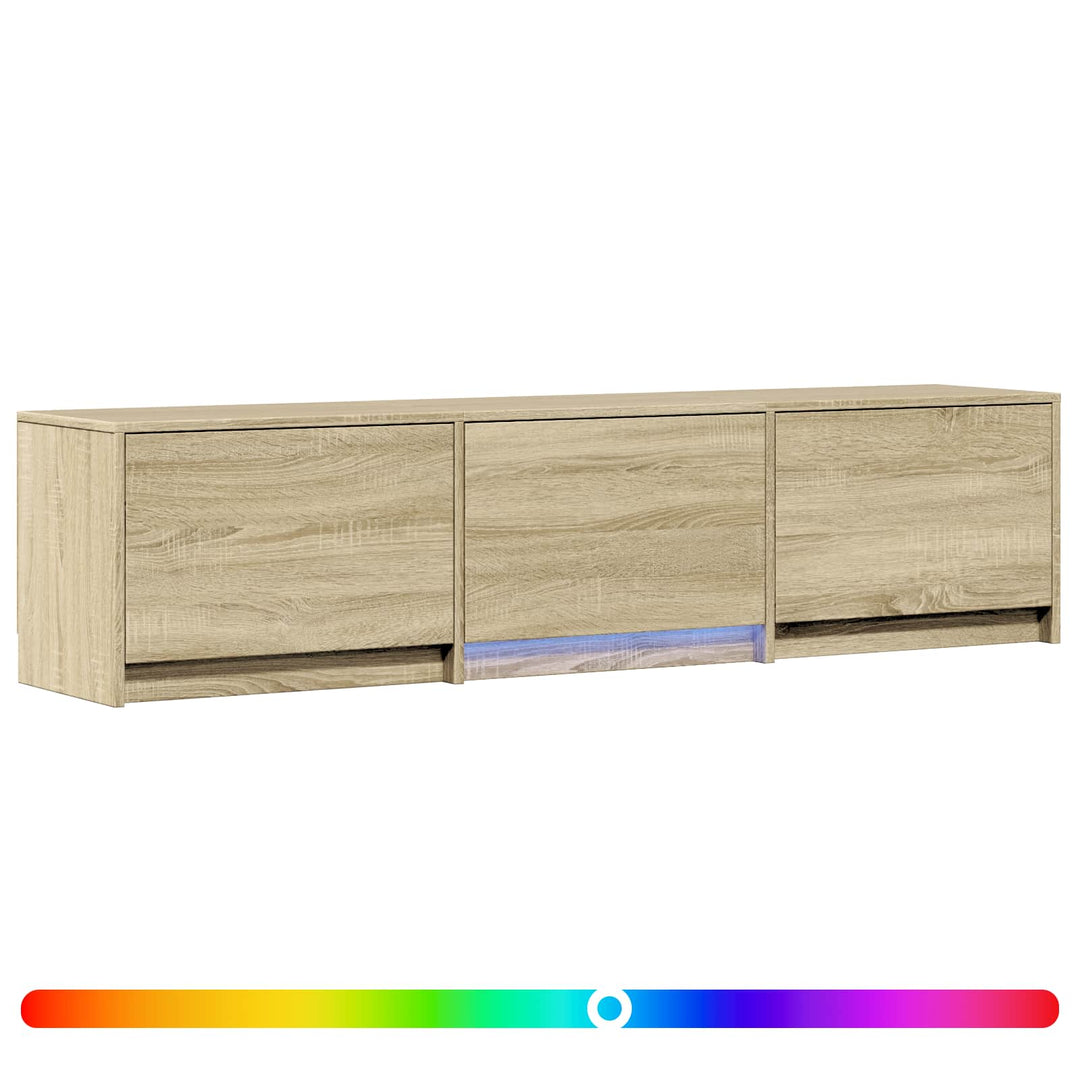 Tv-Bänk Med Led Sonoma-Ek 165 X 34 X 40 Cm Konstruerat Trä