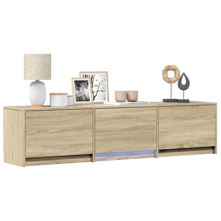 Tv-Bänk Med Led Sonoma-Ek 165 X 34 X 40 Cm Konstruerat Trä