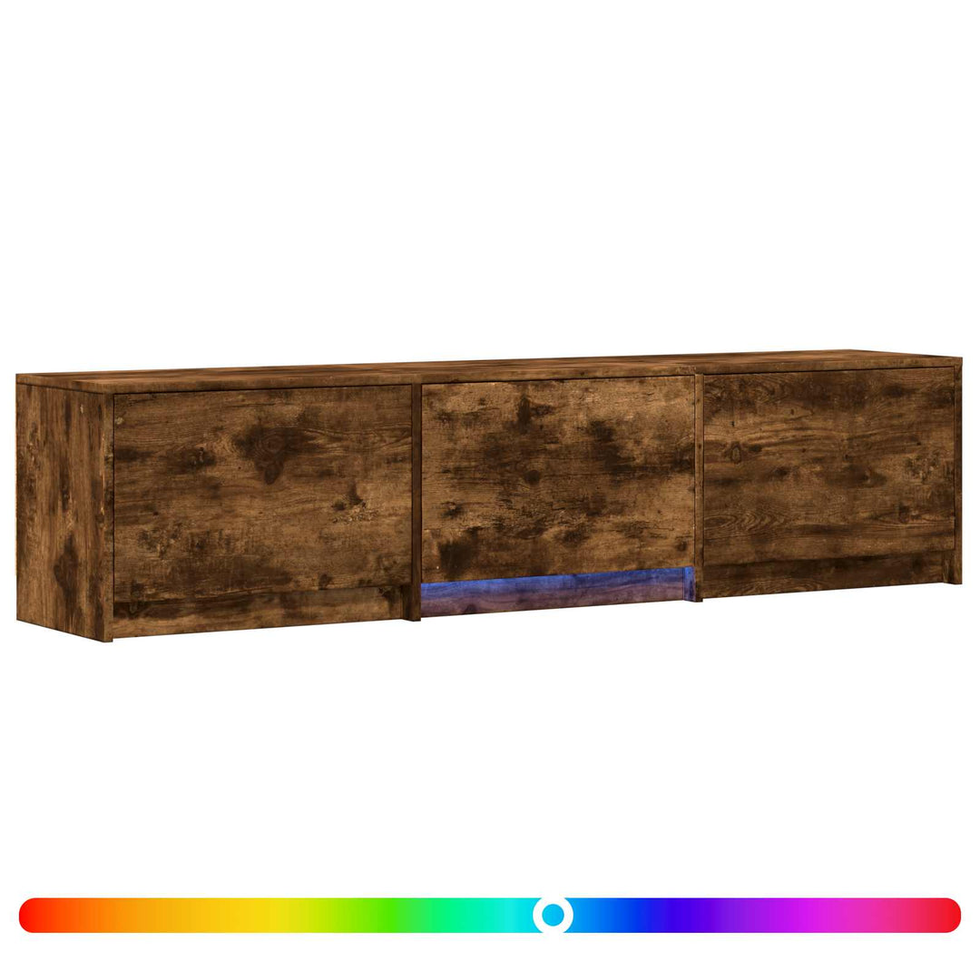 Tv-Bänk Med Led Rökt Ek 165 X 34 X 40 Cm Konstruerat Trä
