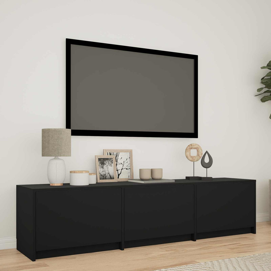 Tv-Bänk Med Led Med Led Svart 165 X 34 X 40 Cm Konstruerat Trä