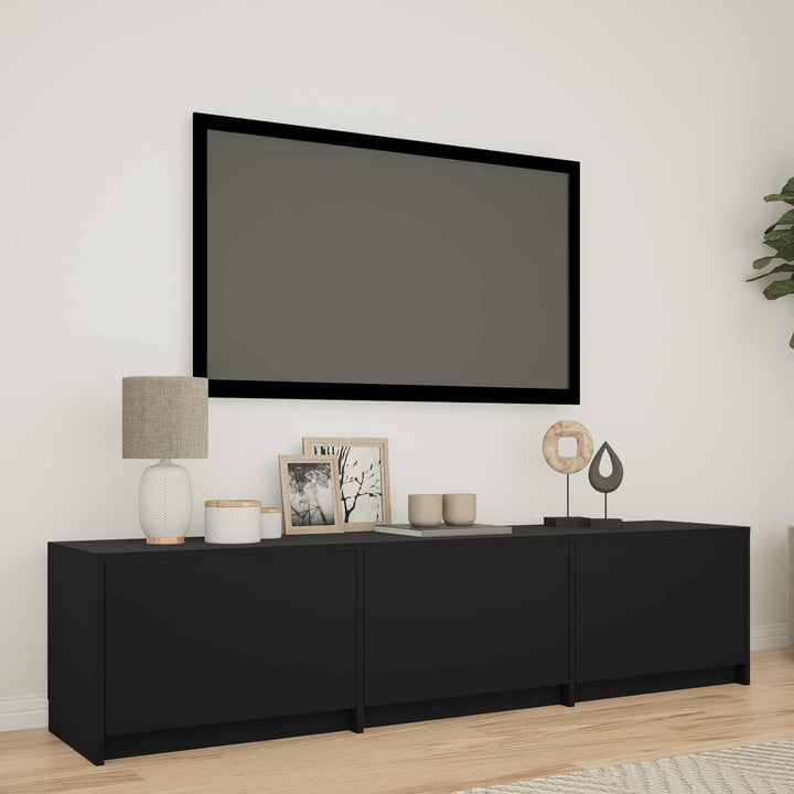 Tv-Bänk Med Led Med Led Svart 165 X 34 X 40 Cm Konstruerat Trä