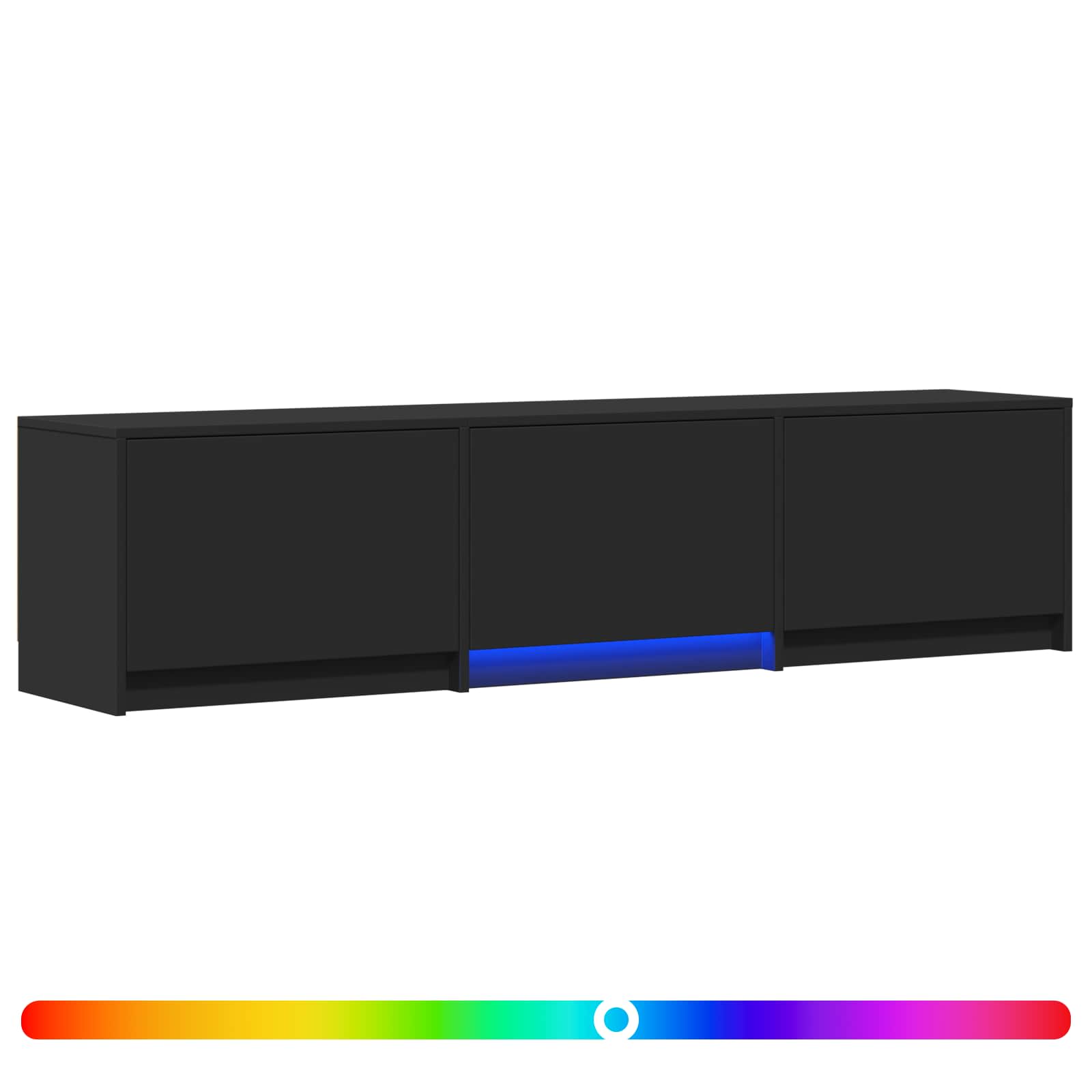 Tv-Bänk Med Led Med Led Svart 165 X 34 X 40 Cm Konstruerat Trä