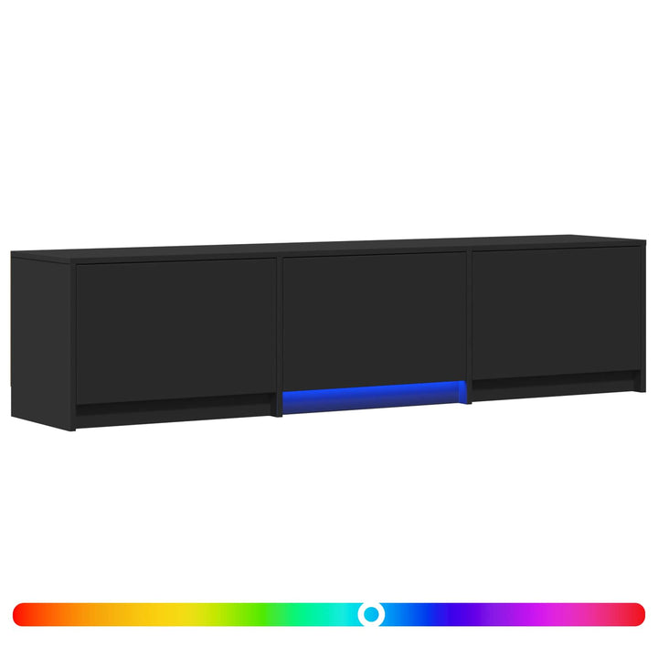Tv-Bänk Med Led Med Led Svart 165 X 34 X 40 Cm Konstruerat Trä