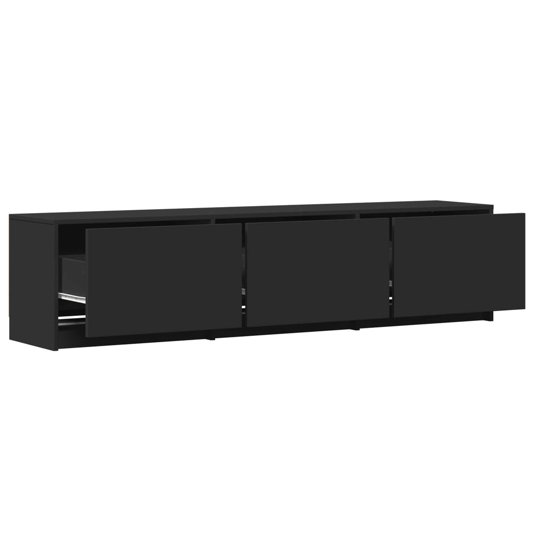 Tv-Bänk Med Led Med Led Svart 165 X 34 X 40 Cm Konstruerat Trä