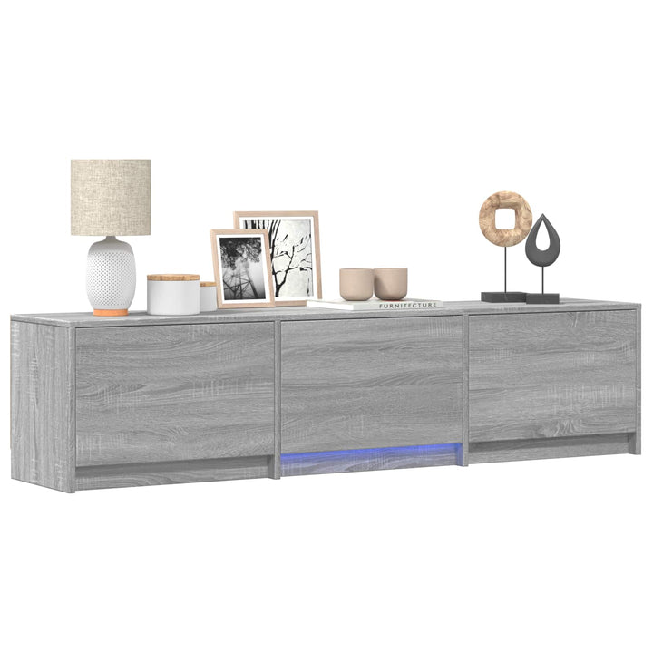 Tv-Bänk Med Led Grå Sonoma 165 X 34 X 40 Cm Konstruerat Trä