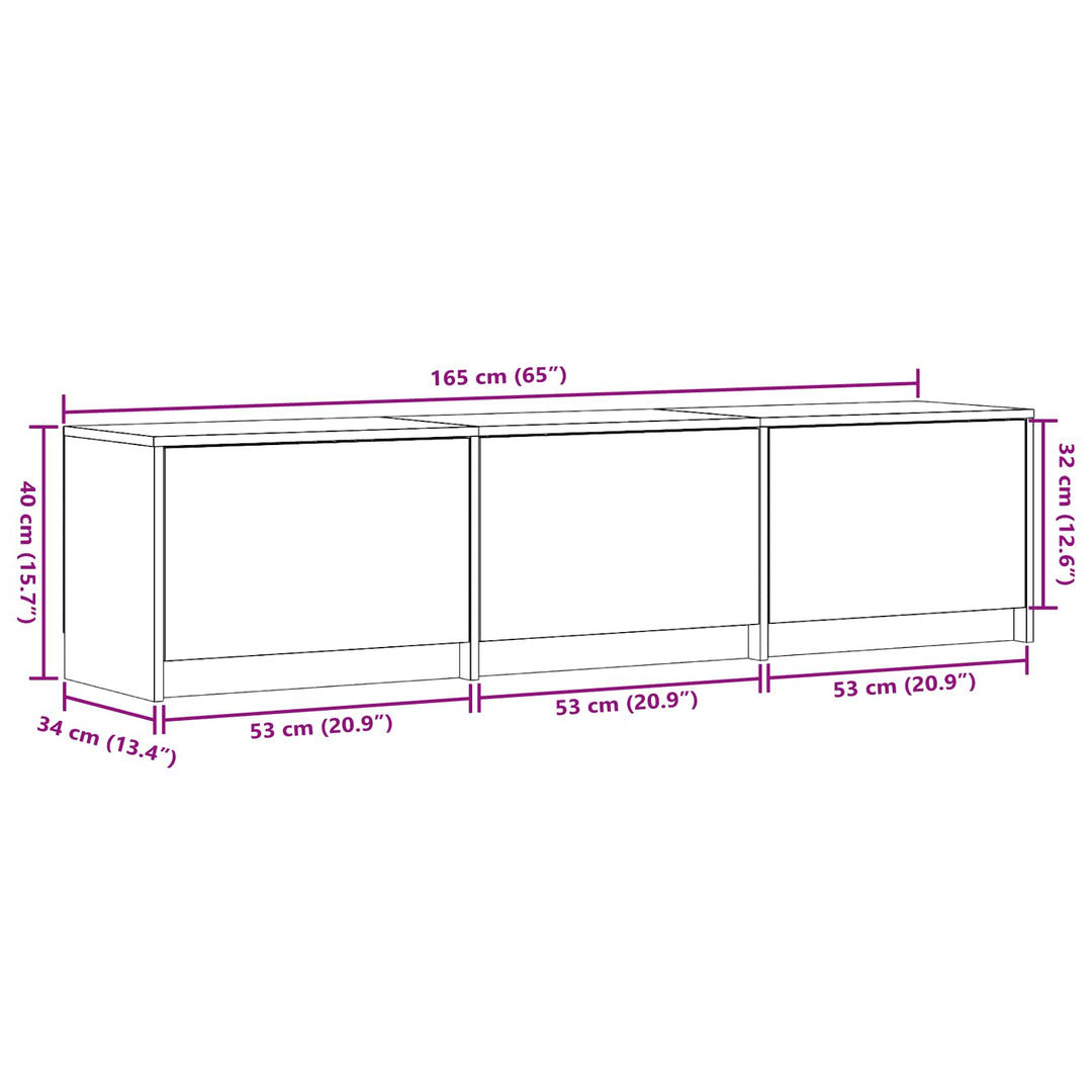 Tv-Bänk Med Led Grå Sonoma 165 X 34 X 40 Cm Konstruerat Trä