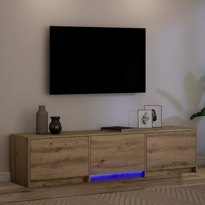 Tv-Bänk Med Led Artisan Ek 165 X 34 X 40 Cm Konstruerat Trä
