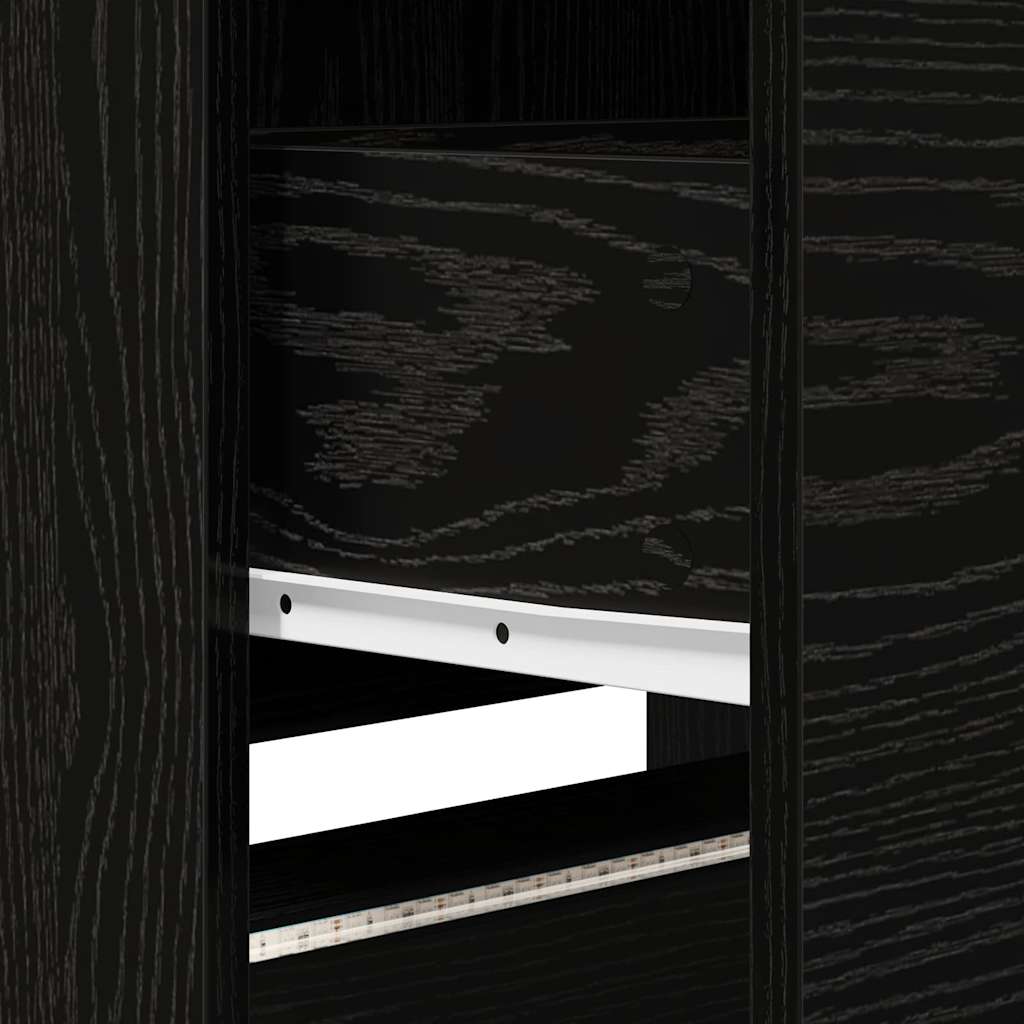 Tv-Bänk Med Led Svart Ek 165 X 34 X 40 Cm Konstruerat Trä