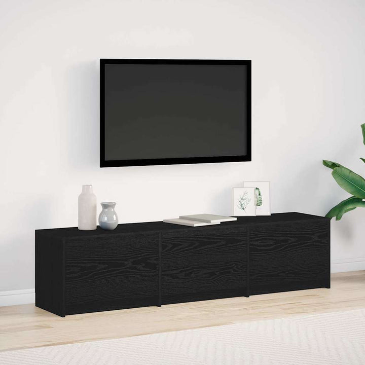 Tv-Bänk Med Led Svart Ek 165 X 34 X 40 Cm Konstruerat Trä