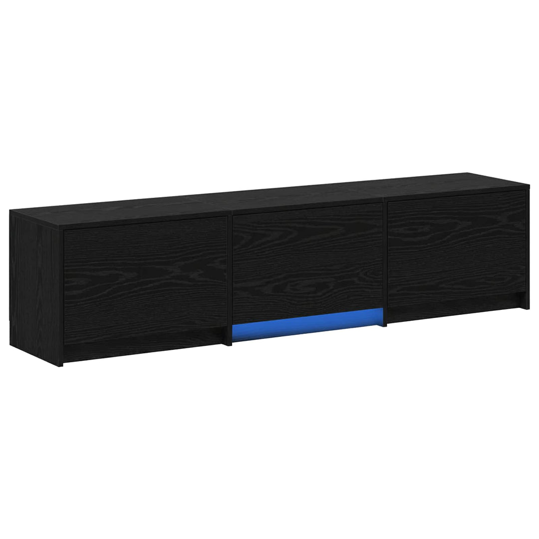 Tv-Bänk Med Led Svart Ek 165 X 34 X 40 Cm Konstruerat Trä