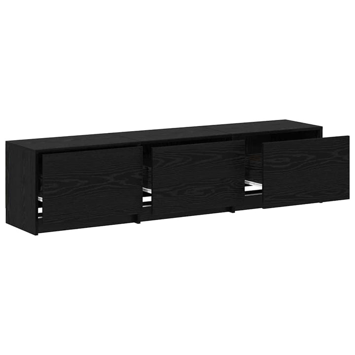 Tv-Bänk Med Led Svart Ek 165 X 34 X 40 Cm Konstruerat Trä