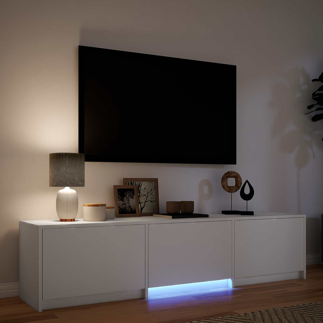 Tv-Bänk Med Led Med Led Vit 165 X 34 X 40 Cm Konstruerat Trä