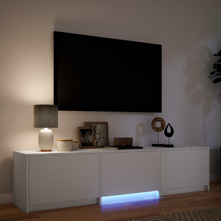 Tv-Bänk Med Led Med Led Vit 165 X 34 X 40 Cm Konstruerat Trä
