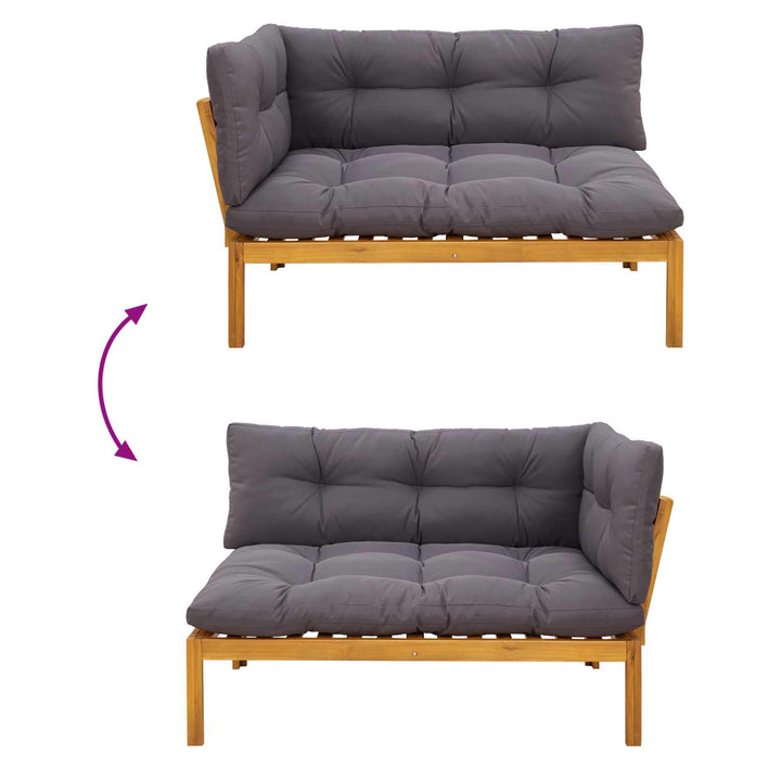 Trädgårdspallsofaenheter 2 Stycke Naturlig Och Mörk Grå