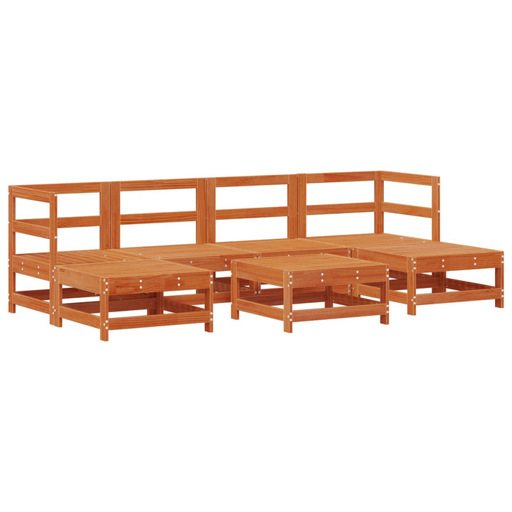 Trädgård Loungemöbler 7 Pcs Vaxad Brun Massiv Furu