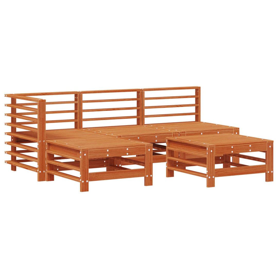 Trädgård Loungemöbler 5 Pcs Vaxad Brun Massiv Furu