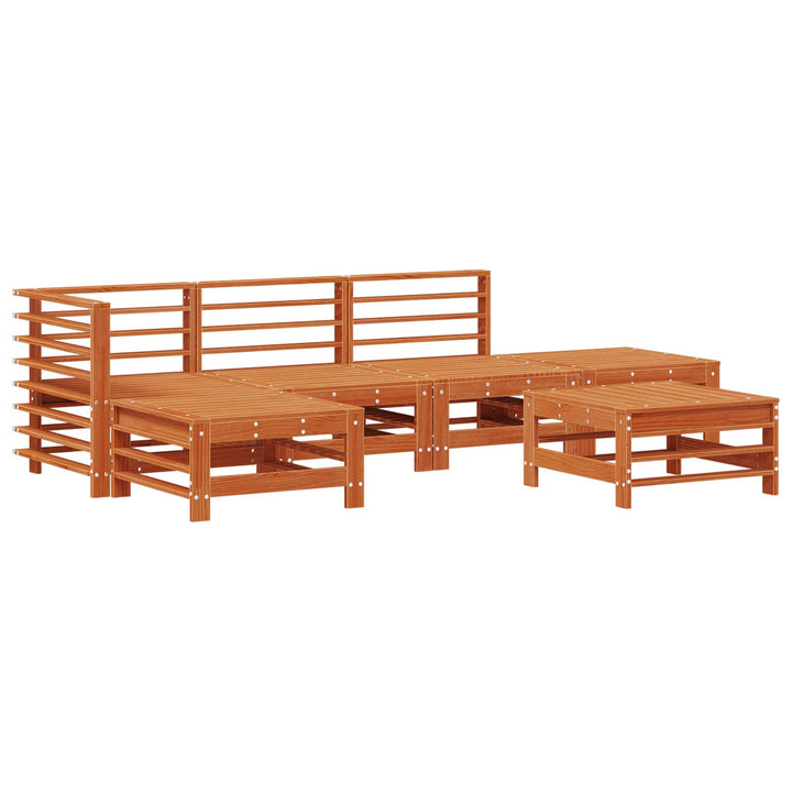 Trädgård Loungemöbler 5 Pcs Vaxad Brun Massiv Furu