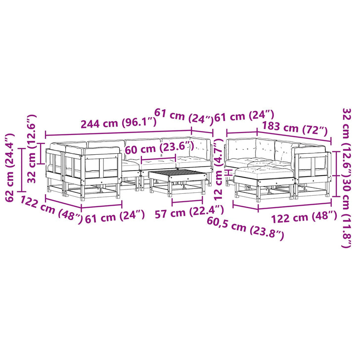 Trädgård Loungemöbler 33 Pcs Vaxad Brun Massiv Furu
