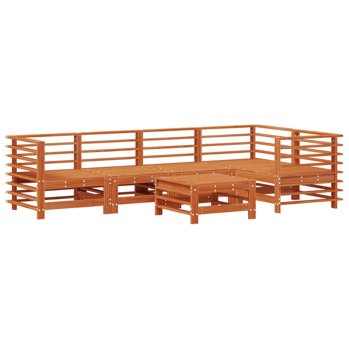 Trädgård Loungemöbler 6 Pcs Vaxad Brun Massiv Furu