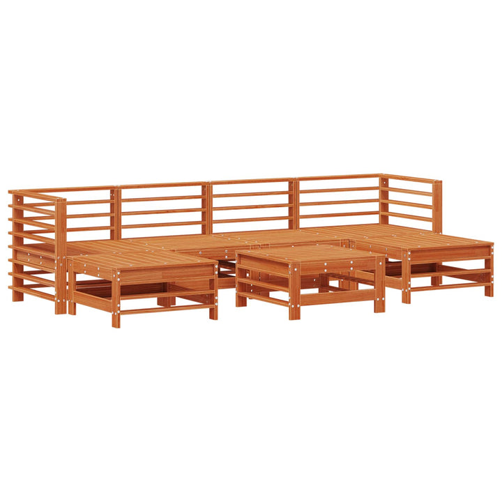 Trädgård Loungemöbler 7 Pcs Vaxad Brun Massiv Furu