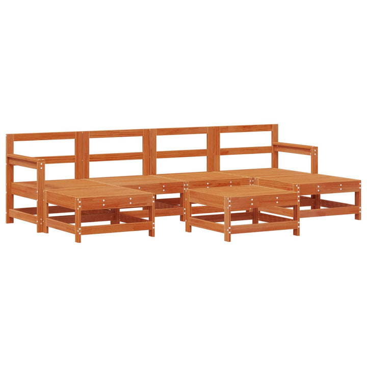 Trädgård Loungemöbler 7 Pcs Vaxbrun Furu Massiv Furu