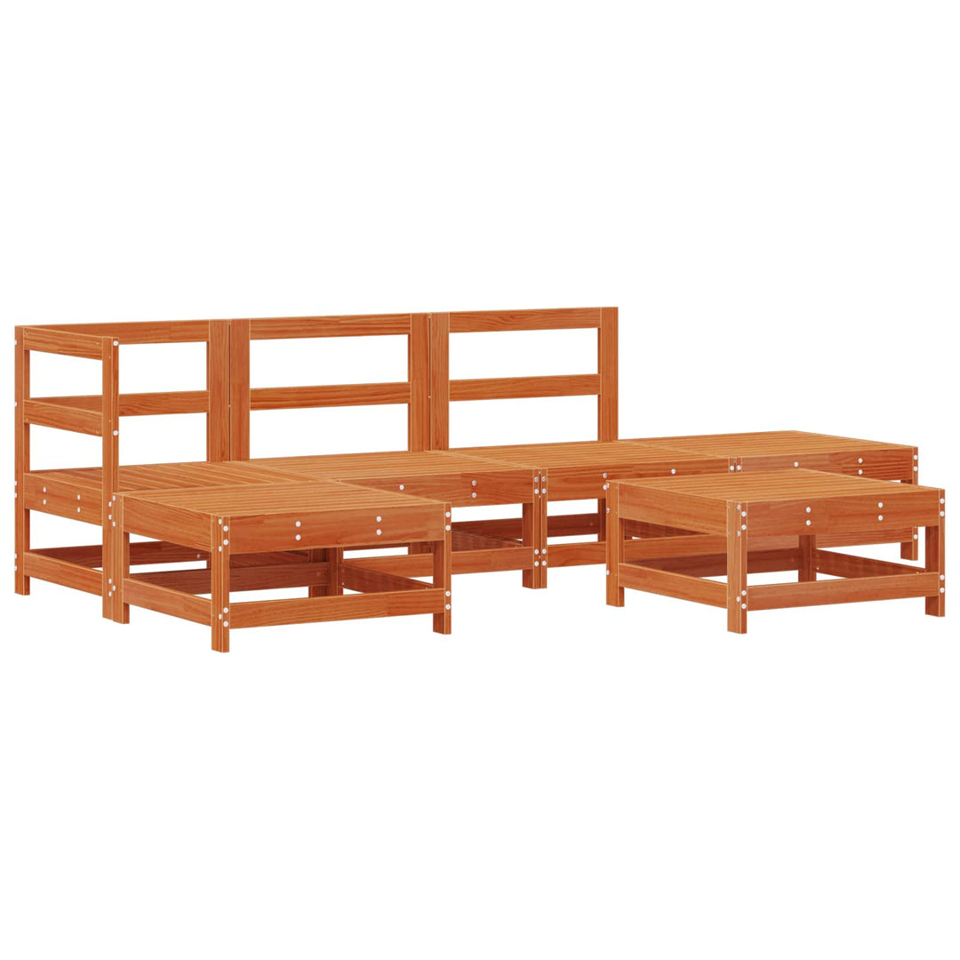Trädgård Loungemöbler 5 Pcs Vaxbrun Furu Massiv Furu