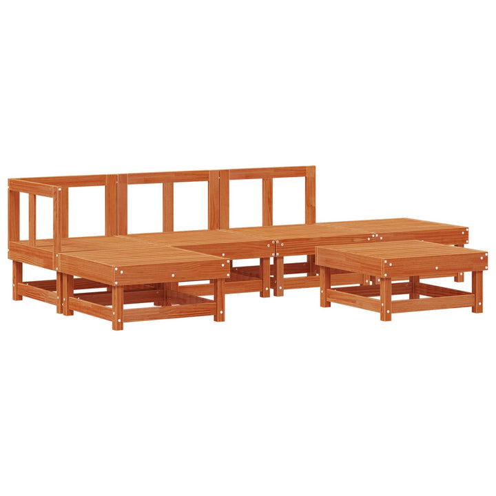 Trädgård Loungemöbler 6 Pcs Vaxad Brun Massiv Furu