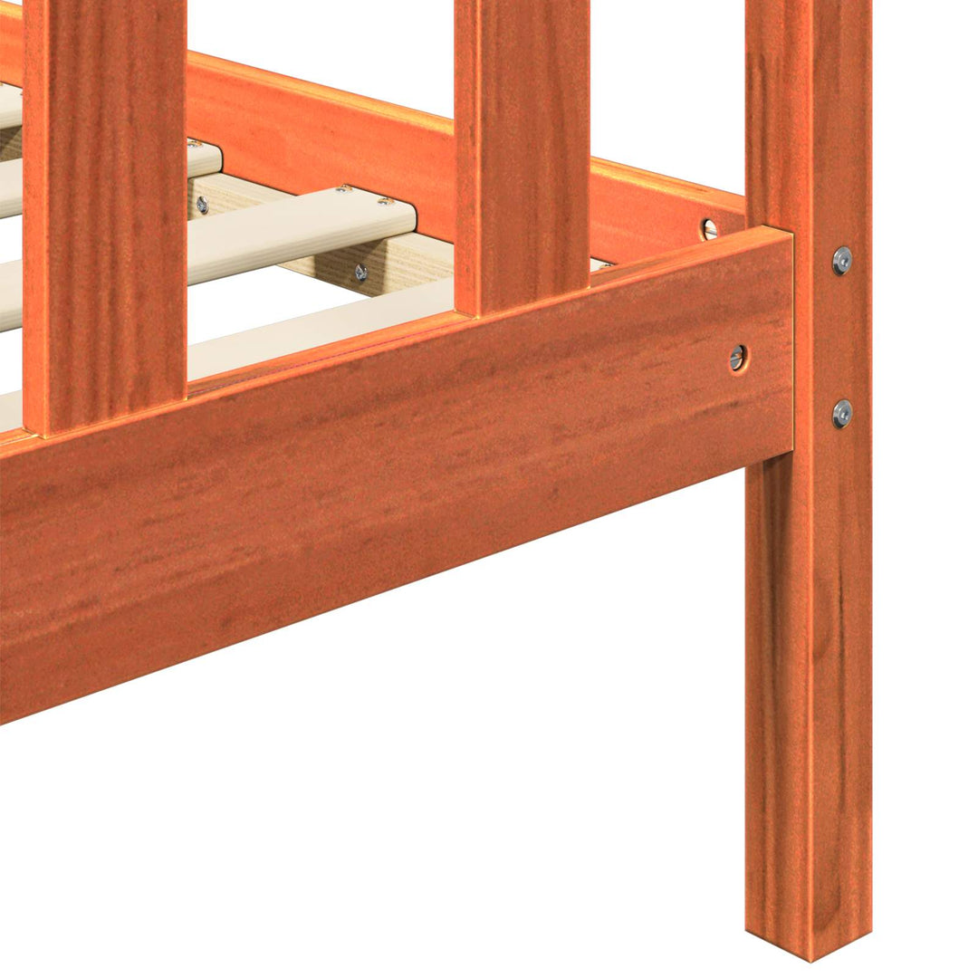 Sängram 2 Pcs Vaxbrun 205,5 X 185,5 X 100 Cm Massiv Furu
