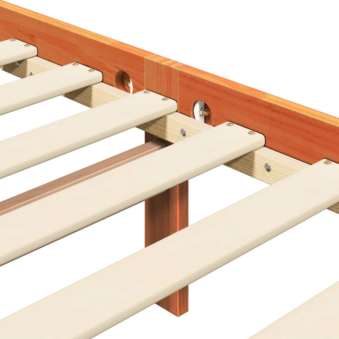 Sängram 2 Pcs Vaxbrun 205,5 X 185,5 X 100 Cm Massiv Furu