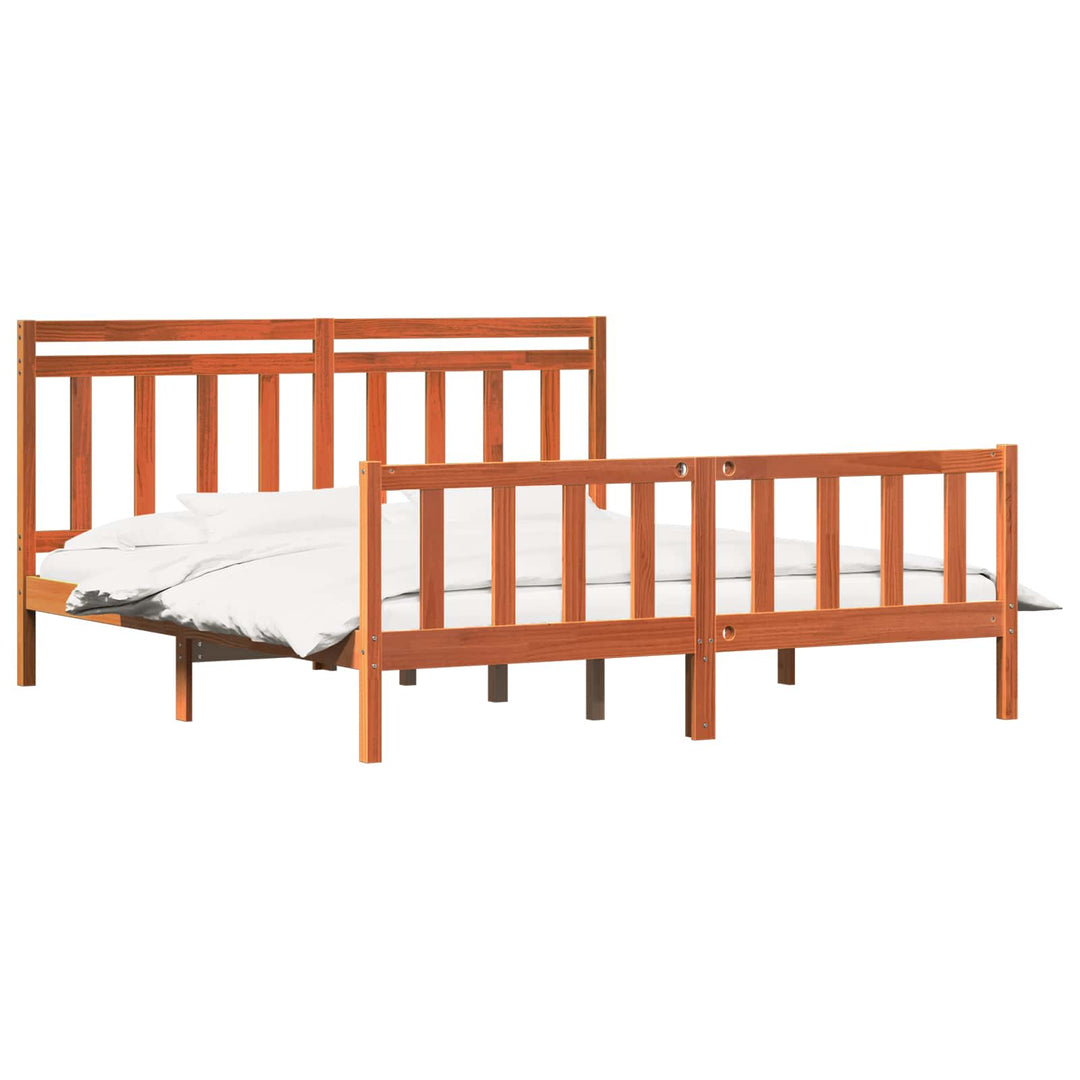 Sängram 2 Pcs Vaxbrun 205,5 X 185,5 X 100 Cm Massiv Furu