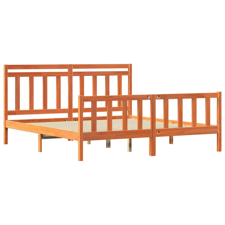 Sängram 2 Pcs Vaxbrun 205,5 X 185,5 X 100 Cm Massiv Furu