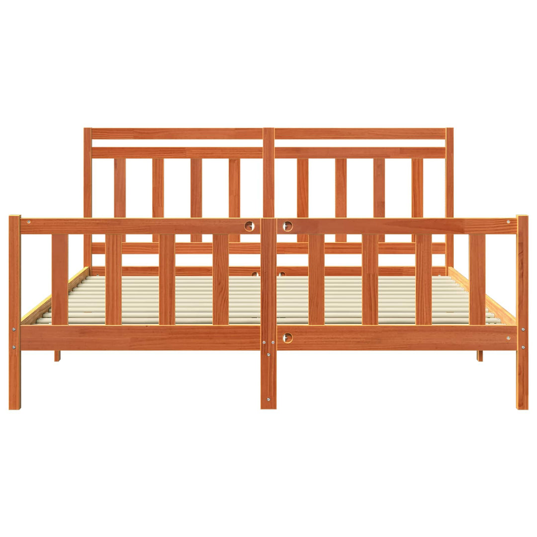 Sängram 2 Pcs Vaxbrun 205,5 X 185,5 X 100 Cm Massiv Furu