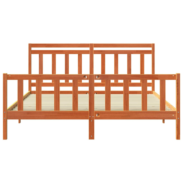 Sängram 2 Pcs Vaxbrun 205,5 X 185,5 X 100 Cm Massiv Furu