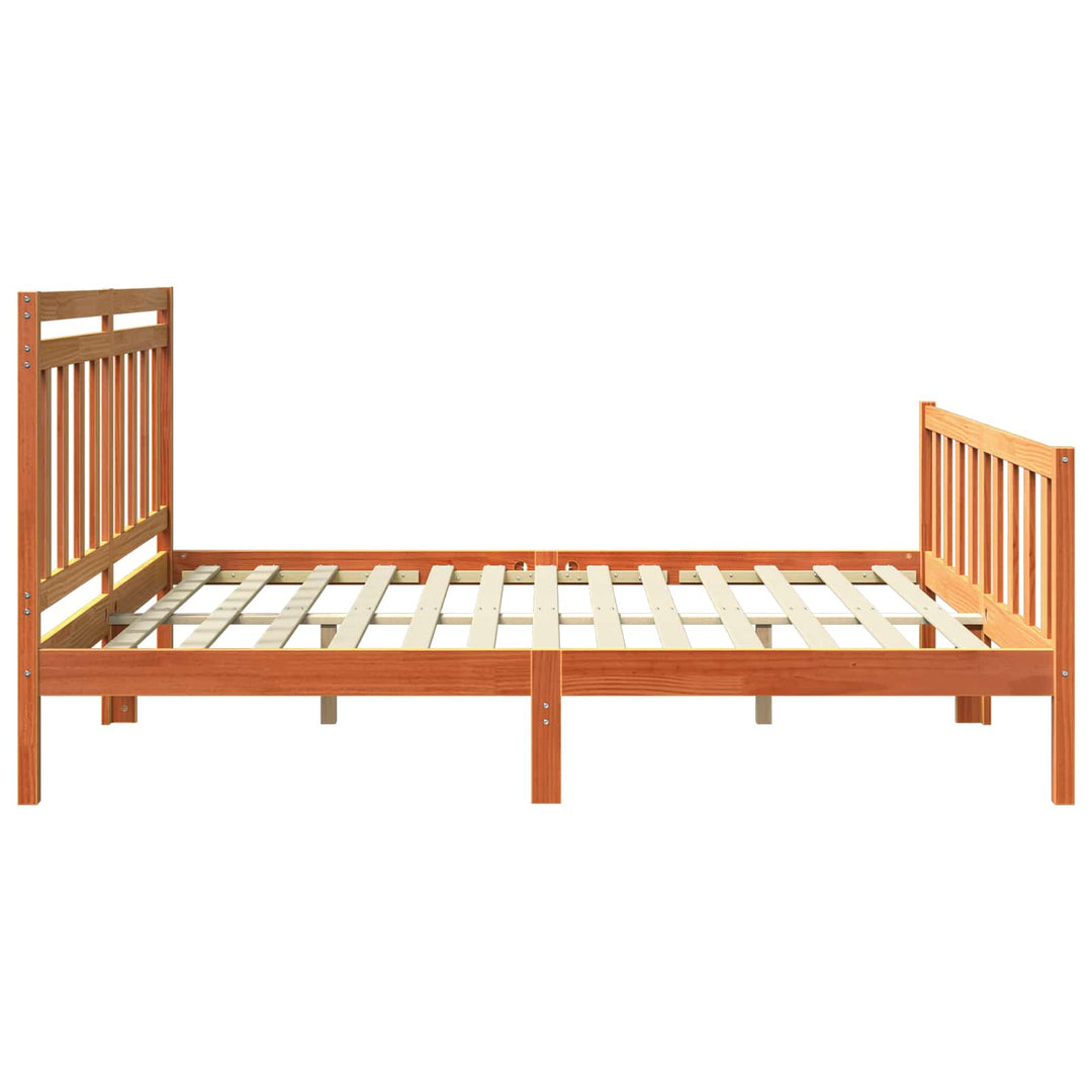 Sängram 2 Pcs Vaxbrun 205,5 X 185,5 X 100 Cm Massiv Furu