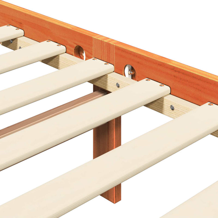Sängram 2 Pcs Vaxbrun 205,5 X 145,5 X 100 Cm Massiv Furu