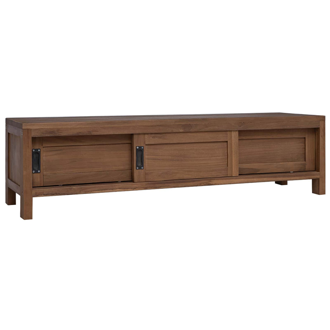 Tv-Skåp 110 X 30 X 30 Cm Massivt Teakträ Naturlig
