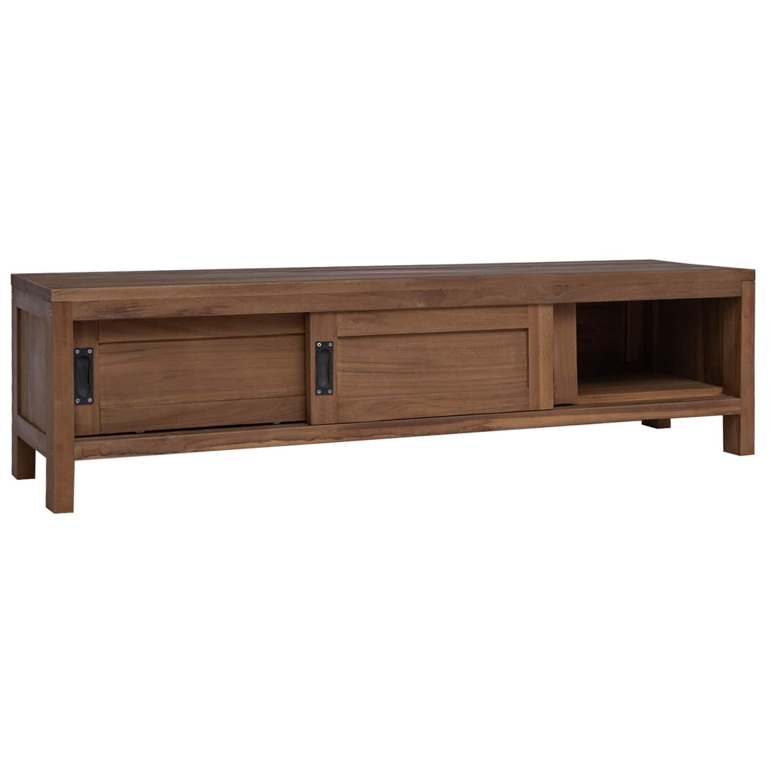 Tv-Skåp 110 X 30 X 30 Cm Massivt Teakträ Naturlig