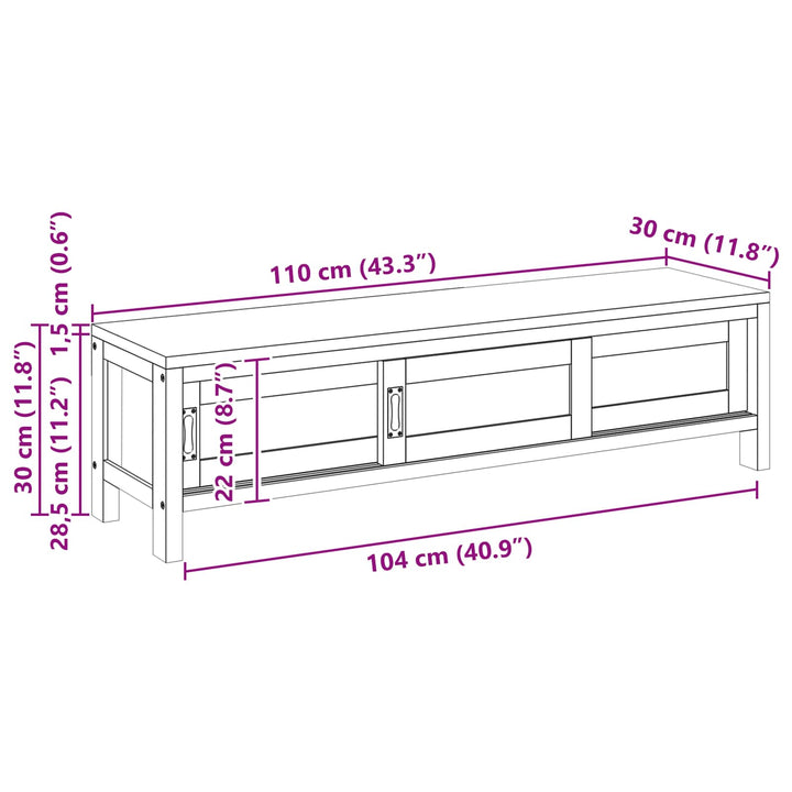 Tv-Skåp 110 X 30 X 30 Cm Massivt Teakträ Naturlig