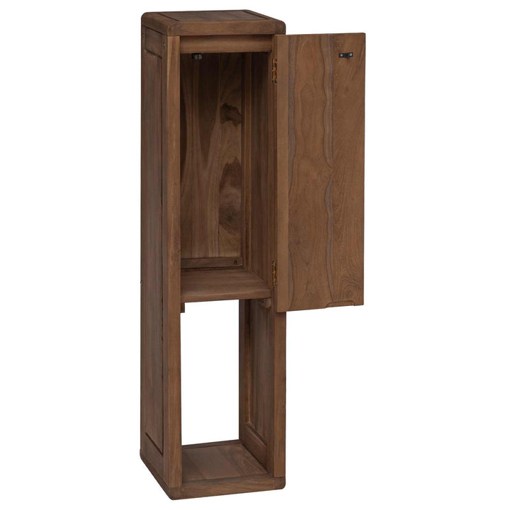Badrumssidekabinett Naturlig 25 X 25 X 100 Cm Massivt Teakträ