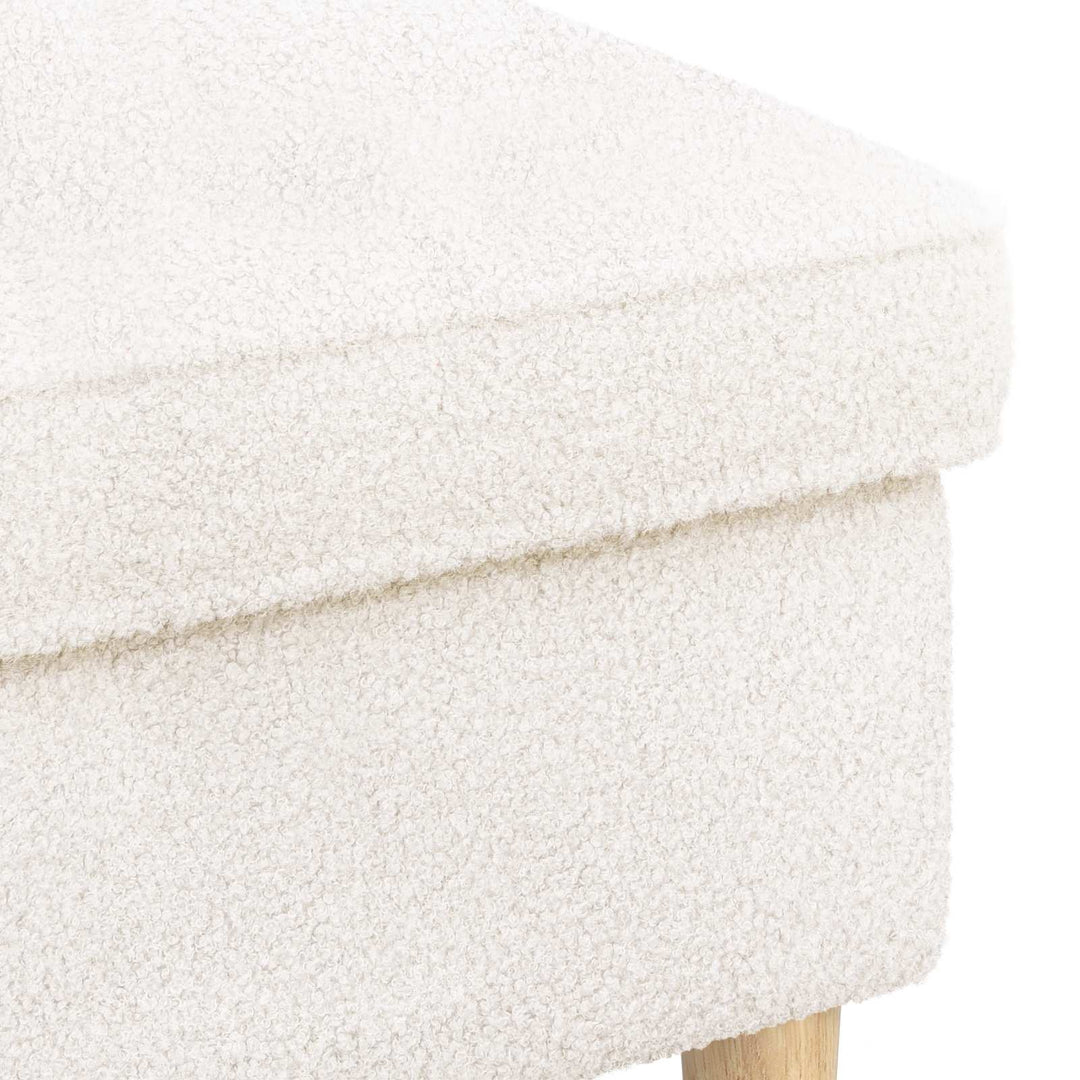 Fotpall Gräddvit 55 X 35 X 41 Cm Bouclé