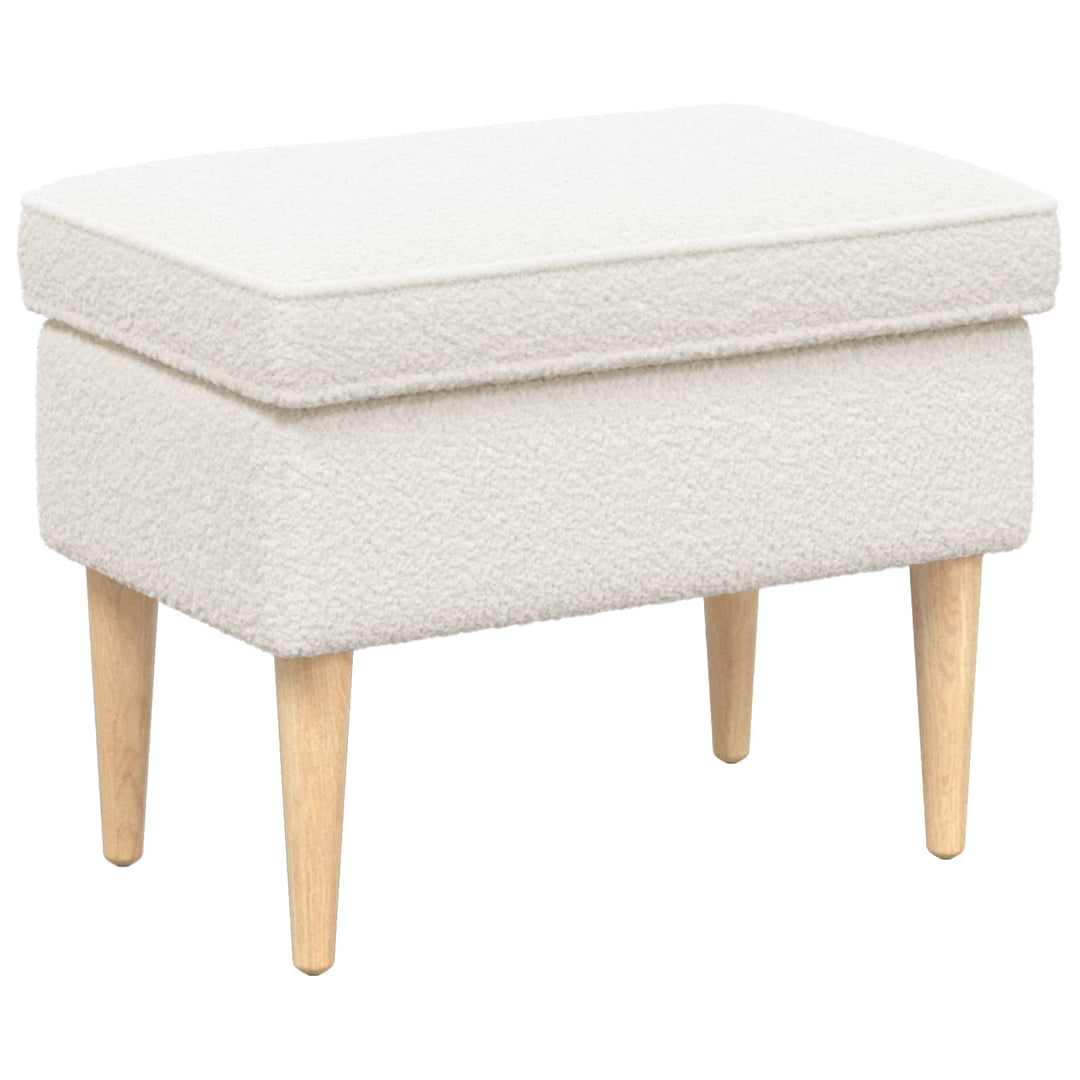Fotpall Gräddvit 55 X 35 X 41 Cm Bouclé