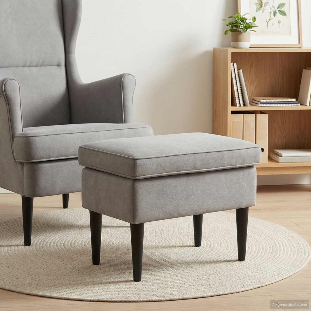 Fotpall Ljusgrå 55 X 35 X 41 Cm Sammet