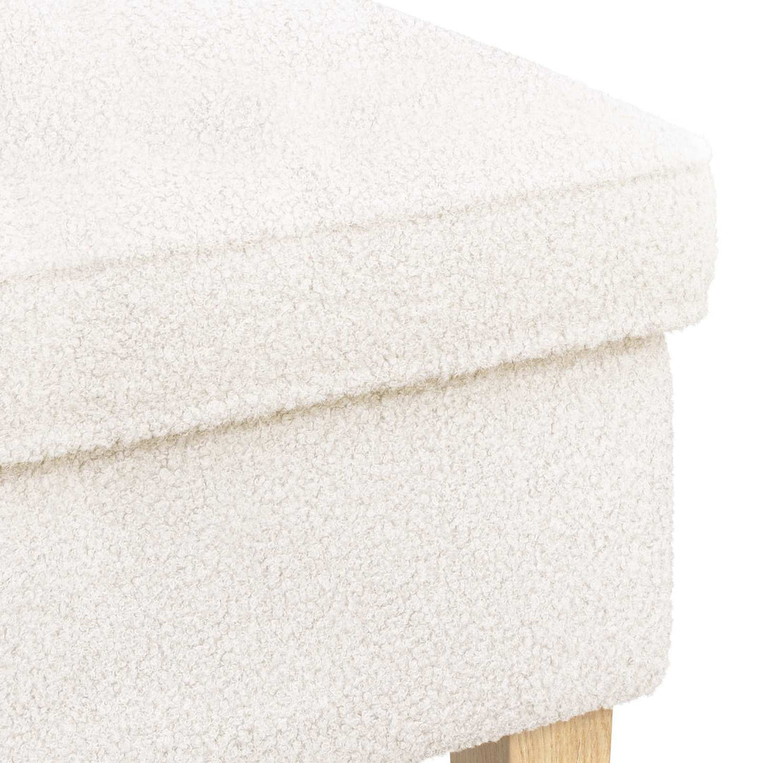 Fotpall Gräddvit 55 X 35 X 41 Cm Bouclé